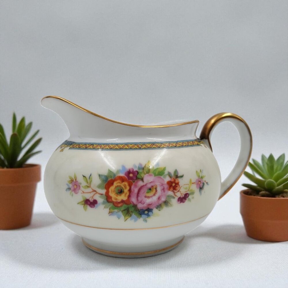 Noritake Creamer Bowl N23 Pattern Gold Trim Floral Antique 1911 - 1940